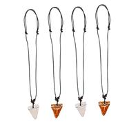Healeved Shark Tooth Necklace for Men on Cotton Thread Coastal Style Adjustable 4pcs Faux Bone Carving Resin Pendant Hawaiian Beach Jewelry for Daily Wear and Casual Occasions