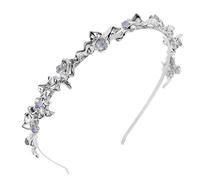 Healeved Shiny Metal Headdress Silver Moonstone Headband Lightweight Party Hair Accessory for Bride Wedding Guest Banquet Prom Celebration
