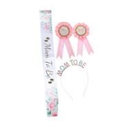 Healeved Shower Sash with Tiara Headband and Dad Pin Lightweight Comfortable Maternity Party Decorations for Gender Reveal and Mom Pink Celebration Photo Props