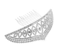 Healeved Silver Crystal Bridal Crown Alloy Tiara with Radiant Jewels for Women Wedding Headpiece Elegant Party Accessory