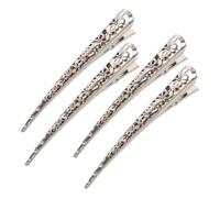 Healeved Silver Hair Clips - 4 Pieces EnteBill Hair Clips with Hollow Flowers and Heart Design, 13 cm Large Hair Clips for Styling and Cutting - Hair Clips Women