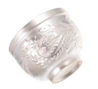 Healeved Silvered with Families and Friends Gathering Tea Cup Vintage Kung Fu Tea Cup Simple and Elegant Design