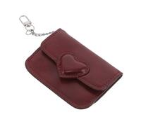Healeved Soft PU Leather Card Holder Purse with Chic Heart Buckle Dual Compartments for Credit Cards and Cash Small Women for Daily Outdoor Shopping and Dating Wine Red