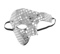 Healeved Sparkling Disco Mirror Half Face Mask - Venetian Masquerade Glitter Mask for Halloween Party - Mirrored Face Cover for Adults Festival Costume Silver