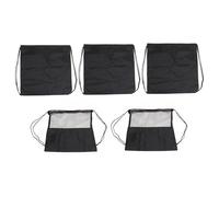 Healeved Sports Storage Drawstring Backpack 5Pcs Lightweight Outdoor Basketball Football Sack Black Full Fabric and Mesh for Men