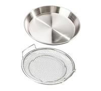 Healeved Stainless Steel Frying Slips Through The Net Oil Filtering Net for Fried Food Serving Tray Dual Handles for Barbecue and Snack Cooling
