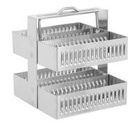 Healeved Stainless Steel Microscope Slides Staining Rack Slide Holder for Laboratory Experiments Pathology Microbiology Storage Drying Rack