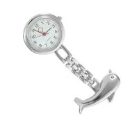 Healeved Steampunk Dolphin Brooch Nurse Pocket Watch Silver Hanging Clip Clear Dial Medical Fob Timekeeper for Healthcare Professionals