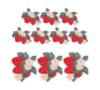 Healeved Strawberry Smooth Applique Finish and Reinforced Edges 10pcs Iron on Patches with Embroidered Fruit Motif, Polyester Fiber Material, Hot Melt Adhesive for Clothing, Hats