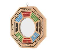 Healeved Tai Chi Mirror Eight Diagram Decor Wood Exorcism Hanging Decor Chic Feng Shui Ornament Ward off Bad Luck for Home Families and Friends