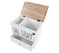 Healeved Tampon Storage Box for Bathroom Decor Wood Material Tampon Organizer and Swabs Feminine Box for Girl Stuff Organization