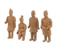 Healeved Terracotta Figurines Set 4pcs in Beige Pvc Material Authentic Design and Unique Detailing, Low Maintenance Collectible Miniature Sculptures for Bookshelf Decoration