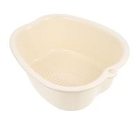 Healeved Thickened Plastic Foot Bath Bucket Portable Foot Soaking Basin with Massage Surface for Relaxation and Spa at Home Beige