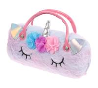 Healeved Unicorn Glasses Case for Kids Girls, Hard Shell Eyewear Case with Handle, Cute Plush Sunglasses Holder Pouch for Children, Protective Storage Box for Glasses