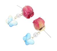 Healeved Unique Dried French Rose Earrings Butterfly Flower Earrings Women Fashion Lightweight Comfort