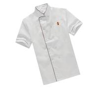 Healeved Unisex White Chef Jacket Short Sleeve Catering Shirt Made of Cotton and Polyester with Oil Proof and Practical Features for Restaurant and Hotel Work