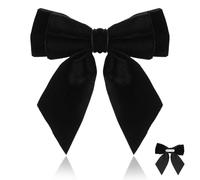 Healeved Velvet Brooch for Women, Black Double-layer Bowknot Lapel Pin, Fashion Bow Tie Accessory for Party and Wedding Decoration
