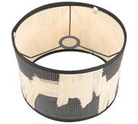 Healeved Vintage Bamboo Lampshade Drum Shape Table Lamp Accessory and Pendant Decoration, Natural Black Lamp Shade for Home-Stays and Christmas Decor