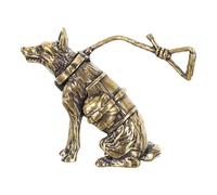 Healeved Vintage Brass German Shepherd Tabletop Figurine for Desk Display | Antique Retro Look, Sitting Dog Form, Easy Placement on Shelves or Cabinet, Collectible Appeal