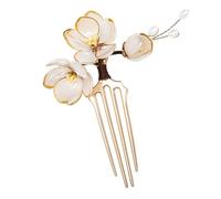 Healeved Vintage Chinese Style Hair Side Comb with Lotus Shape, Metal Material Featuring Fine Craftsmanship and Intricate Design, for Everyday Wear and Bridal Looks, Elegant Hair Jewelry