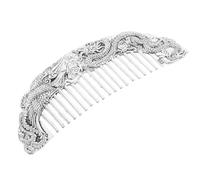 Healeved Vintage Crafted Silver Comb Dragon and Phoenix Pattern Hair Styling Tool Men's and Combs Beautician Present