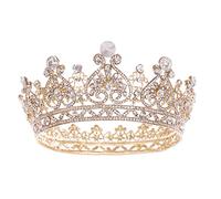 Healeved Vintage Crown Retro Shiny Wedding Crown Crystal Headdress for Bride Wedding Party Photo Prop Bridal Hair Accessories for Women Tiaras for Women