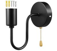 Healeved Vintage Industrial E26 Wall Sconce Lamp with Pull Chain Switch, Black Hardwired Outdoor and Indoor Wall Light Fixture for Farmhouse and Corridor Lighting