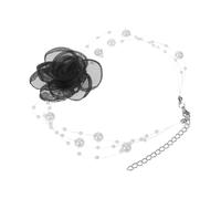 Healeved Vintage Multilayered Flower Pearl Choker Necklace for Women Hypoallergenic Fabric Floral Rose Design Elegant Mesh and Pearl Fusion for Weddings Parties and Daily Wear