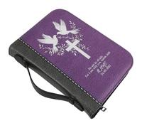 Healeved Vintage Pu Leather Bible Cover Bag for Women with Zippered Closure and Handle Large Bible Carrier Tote with Cross Pattern for Religious Rites and Personal Archives