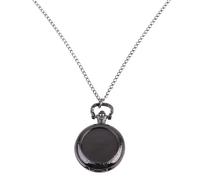 Healeved Vintage Retro Black Alloy Pocket Watch Necklace with Vintage Shape, Keep Accurate Time, for Party or Shopping, Stylish Unisex Pendant Watch