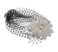 Healeved Vintage Rhinestone Floral Cap Sparkle Flower Headpiece for Women Elegant Mesh Bridal Hair Accessory Comfortable Fit for Weddings Proms and Evening Celebrations