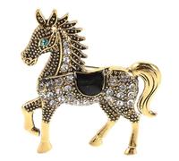 Healeved Vintage Rhinestone Horse Brooch Pin for Women Men Lightweight Chinese Year Animal Badge Elegant Lapel Pin Jewelry for Halloween Christmas Holiday Accessories