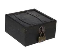 Healeved Vintage Wooden Trinket Box with Pirate Treasure Chest Design Small Decorative Square Organizer with Hinged Lid and Code Lock Multifunctional Storage for Jewelry Documents and