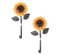 Healeved Wall Hooks Iron, Multi-Purpose and Space-Saving 2pcs Sunflower Shape in Yellow Decorative Wall Hanging Hooks for Home for Bedroom and Living Room