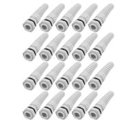 Healeved Waterproof Nylon Cable Gland White Plastic Connector with Self-Adaptive Clamping Mechanism 20pcs with Strain Relief and Gaskets and Built-in Antikink Guide for 3-6.5mm Wire