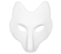 Healeved White Blank Fox Mask Hand Painted Japanese Style DIY Craft Mask for Halloween Cosplay Masquerade Lightweight Comfortable Fit for Creative Expression