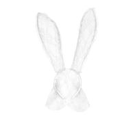 Healeved White Lace Rabbit Ear Hair Band Party Headwear Veil Hair Hoop for Women, Creative Bunny Accessories for Dancing and Wonderland Costume