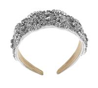 Healeved Wide Rhinestone Headband for Women Padded Glitter Hair Hoop with Glass Jewels Elegant Vintage Floral Design for Weddings Parties and Daily Wear