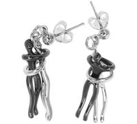 Healeved Women Jewelry Set with Smooth Surface and Comfortable Touch Featuring Copper Couple Hug Necklace and Earrings Modern Style for Parties and Birthdays