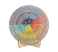 Healeved Wooden Feelings Wheel Emotion Disc Ornament with Stand Double-sided Regulation Emotion Wheel for Office Home Mental Health Education