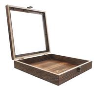 Healeved Wooden Insect Specimen Display Box 25X25X4.5Cm Flip-Top Shadow Case for Butterfly Collection and Eternal Flower Storage, Small Deep Keepsake Box for Science Education