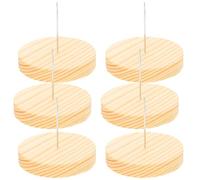Healeved Wooden Needle Felting Doll Display Stand: 6 Pack Round Bases with Metal Spikes - Desktop Holder for Handmade Dolls and ' Doll Accessories (5cm