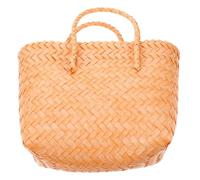 Healeved Woven Tote Bag and Plastic Rattan Handbag Retro Summer Beach Bag with Handle, Small Beige Braided Purse for Travel Outdoor Picnic Garden Tool Storage