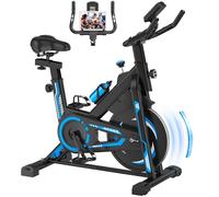 Healfith Magnetic Exercise Bike - Indoor Cycling Bike with Pulse Sensor, Silent Belt Drive, LCD Display & Tablet Holder, Adjustable Seat, Home Cardio Spin Bike for Men & Women