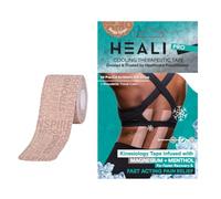 Heali Precut Kinesiology Tape Infused with Magnesium & Menthol - Roll - 20 Strips - 2" x 10" (5cm x 25cm) - Reduce Pain, Synthetic Silk, Latex Free, Last 4-7 Days - Nude Tape with Inspirational Words