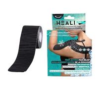 Heali Precut Kinesiology Tape Infused with Magnesium & Menthol - Roll - 20 Strips - 2" x 10" (5cm x 25cm) - Reduce Pain, Synthetic Silk, Latex Free, Last 4-7 Days - Black Tape with Black Zebra Design