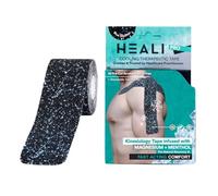 Heali Precut Kinesiology Tape Infused with Magnesium & Menthol - Roll - 20 Strips - 2" x 10" (5cm x 25cm) - Synthetic Silk, Latex Free, Strong Adhesive to Last 4-7 Days -Splatter Paint Design