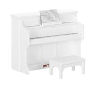 Healifty 1:12 Scale Mini Piano Set for Dollhouse, Miniature Upright Keyboard with Stool And Music Score, Retro White Furniture Accessories for Micro Room Decor
