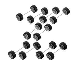 Healifty 1/64 Scale Diecast Model Car Wheels Set Silver Rubber Tires with Five-star, Tree-spoke B, Ten-spoke, Seven-spoke, and Six-spoke Rims Replacement Rc Car Wheels for DIY Model