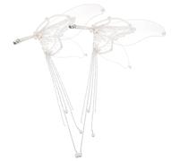 Healifty 1 Pair Butterfly Hair Clips Tassel Drop Style Artificial Pearl Sequins Mesh Iron Material Safe Design Will Not Pull Or Damage Hair Stylish Versatile for Wedding Photos